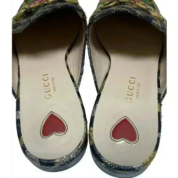 Gucci Lurex Jacquard Leopard Princetown Slippers 35 5 Horsebit Cheetah Slides - Picture 6 of 9